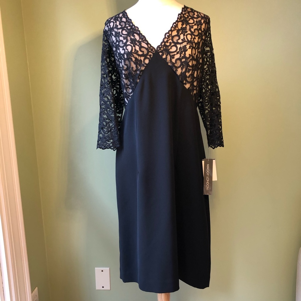 Maggy London Black Lace Overlay Dress